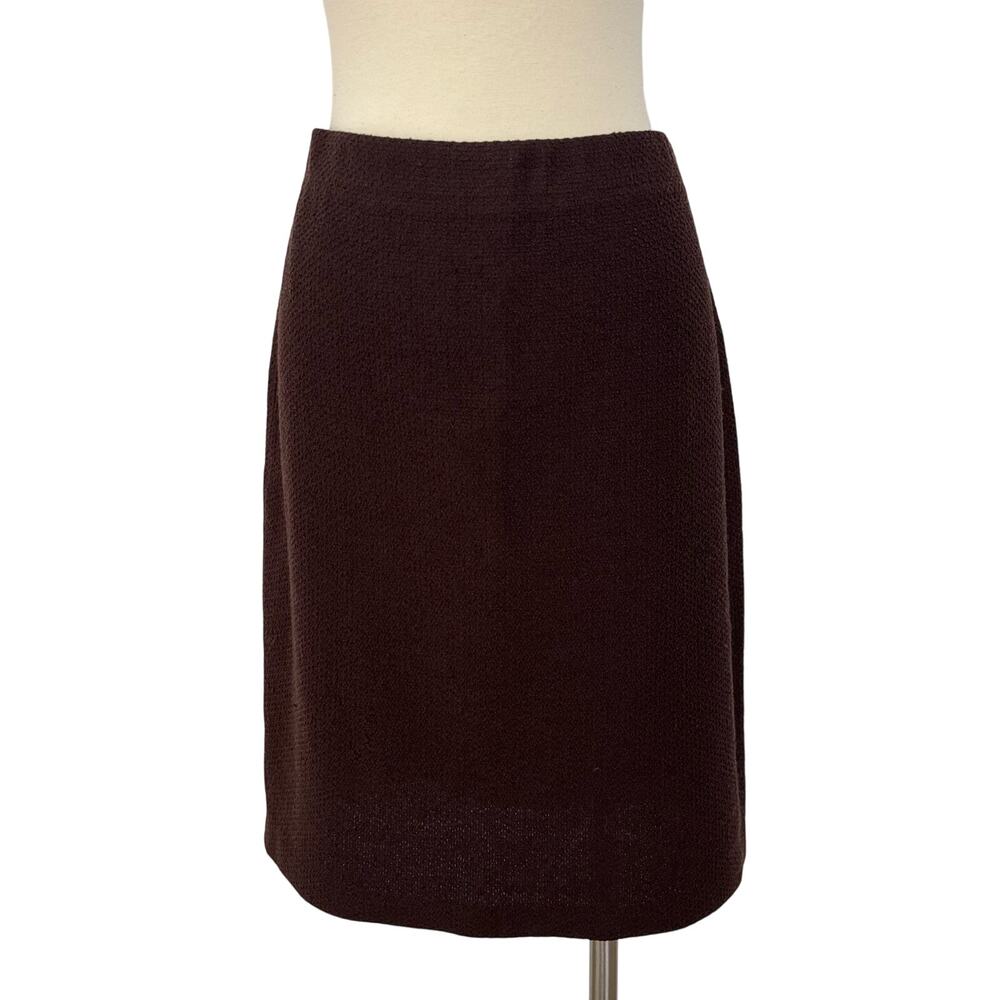 St. John Collection Textured Wool-Blend Brown Pencil Skirt Knee Length Size: 12